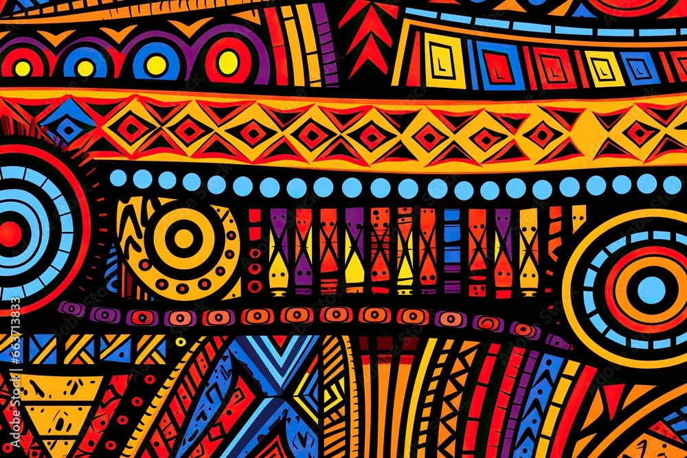 Seamless vector tribal ethnic pattern. Hand drawn african background, ethnic fabric pattern, African tribal pattern in colorful, AI Generated Seamless vector tribal ethnic pattern. Hand drawn african background, ethnic fabric pattern, African tribal pattern in colorful, AI Generated