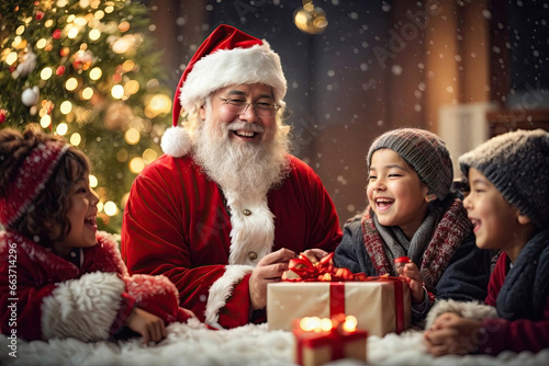 photo of santa claus on various background blessed Christmas Eve
