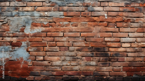 a brick wall. red color, wide panorama of masonry. Background of old vintage brick wall. texture brickwork concept