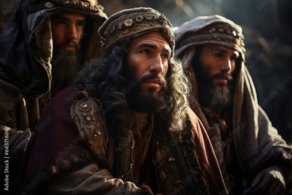 Día de los Reyes Magos. Los reyes Magos del Oriente. Melchor, Gaspar Baltasar The Volchas who brought gifts to the newborn Jesus Christ.