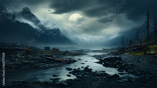 Dark mountain landscape © idepunto studio