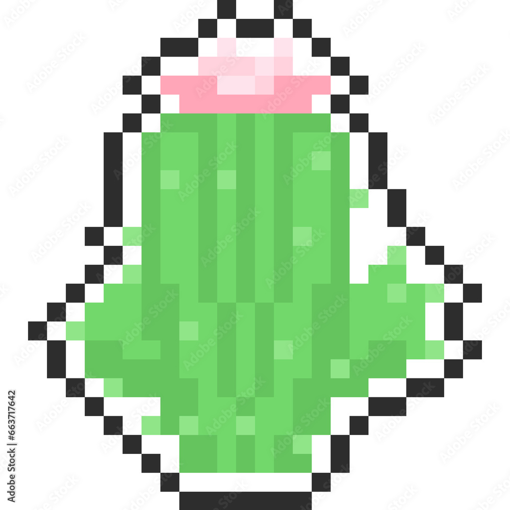 Fototapeta premium Pixel art cartoon cactus icon