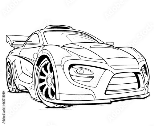 Coloring book for children  illustration of a auto close-up.