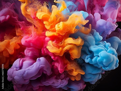 Digital art of multicolor smoke in various colors generative ai