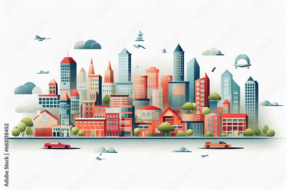 Obraz premium Modern town illustration set