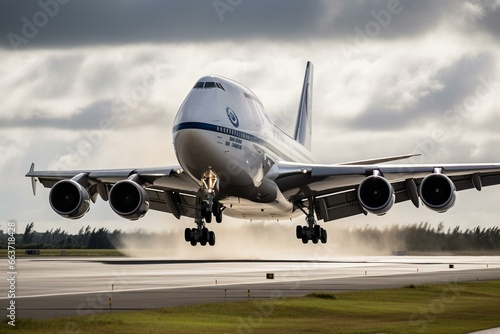 A massive aircraft touchdown for global air freight transportation. Generative AI