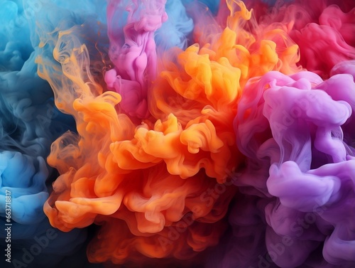 Digital art of multicolor smoke in various colors generative ai