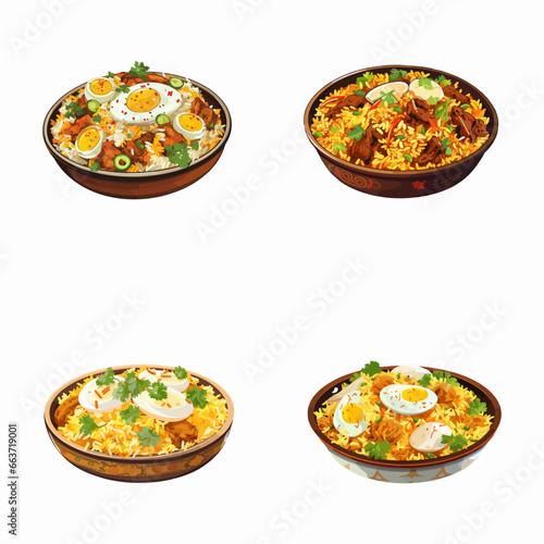 set of biryani watercolor illustrations for printing on baby clothes, pattern, sticker, postcards, print, fabric, and books