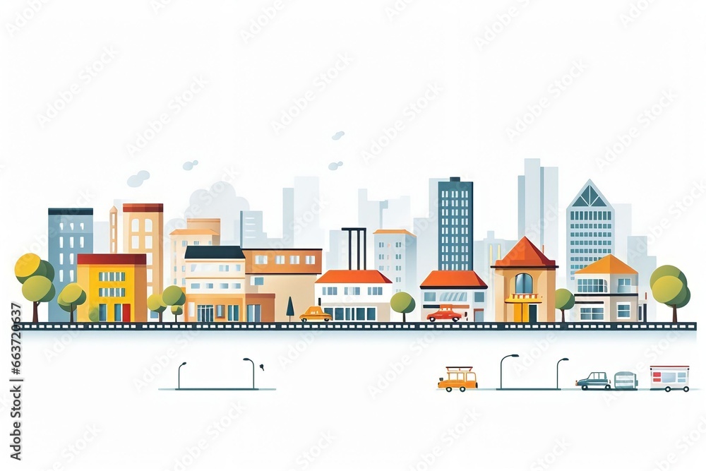 Modern town illustration set
