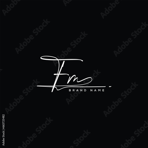 FM letter beauty handwriting vector logo. 
