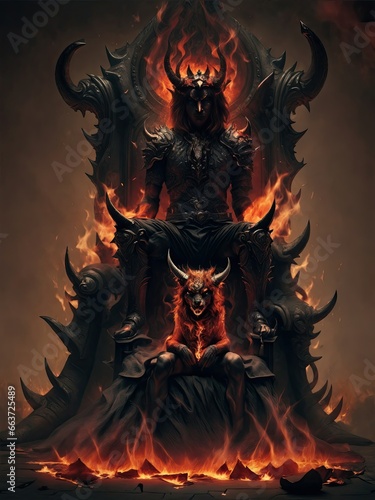 The hell's ruler acccompanied by demon dog