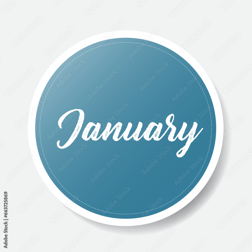 January blue round sticker on white background, vector illustration January blue round sticker on white background, vector illustration
