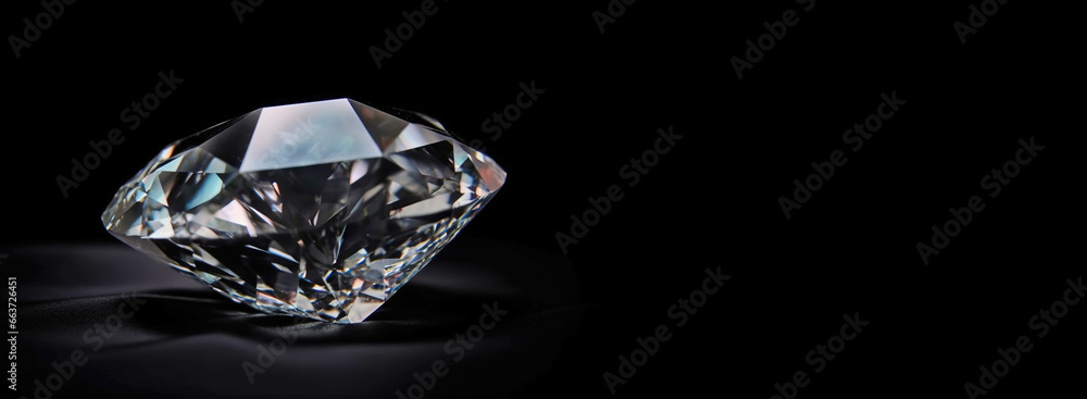 Diamond is a rare precious natural geological stone on a black background in low key. AI generated. Diamond is a rare precious natural geological stone on a black background in low key. AI generated.