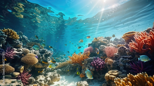 underwater world  coral reef  tropical fish  vacation  diving  travel  island  coastline  ocean  sea  snorkeling  clear blue water  bay  summer  nature  marine  sun  light  landscape  view  floral