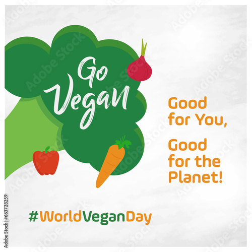 World Vegan Day, Go Vegan, Creative Social Media Template Vector. Veg, Vegetables