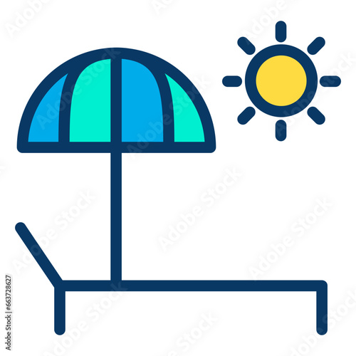 Lineal color Beach Bed icon