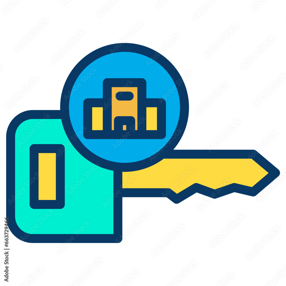 Fototapeta premium Lineal color Hotel Key icon