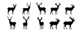 Christmas reindeer silhouette isolated on white background. Deer animal shape icons vector illustration