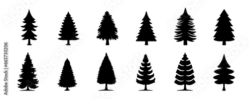 Christmas pine trees silhouette icon vector illustration