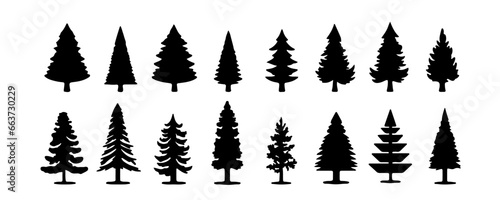 Christmas pine trees icon silhouette vector illustration