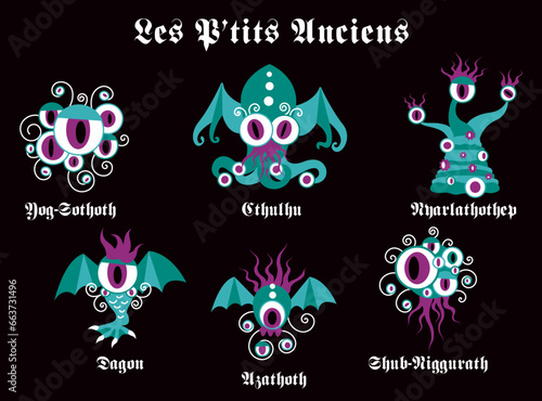 P'tits anciens Lovecraft CTHULHU Tas de petits monstres V2 4