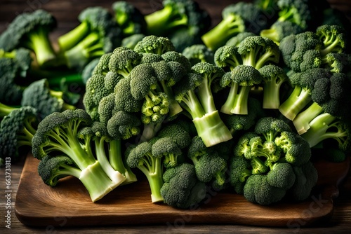 fresh broccoli on a wooden table