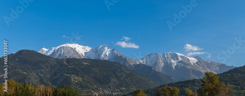 Panorama of the Mont Blanc massif, in Haute Savoie, France