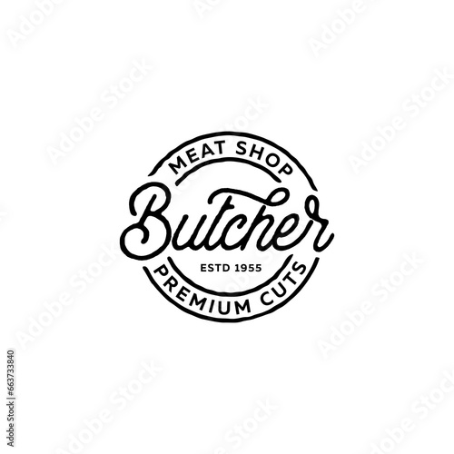 Butcher Meat Shop Stamp. Vector Illustration
