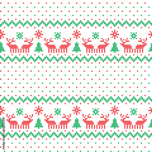 Knitted Christmas and New Year pattern Norwegian style , illustration