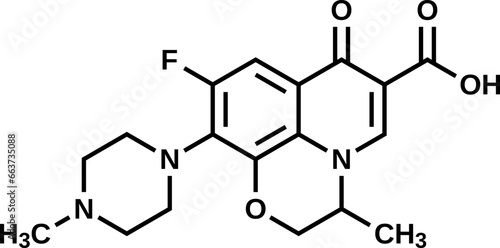 Ofloxacin structural formula, vector illustration