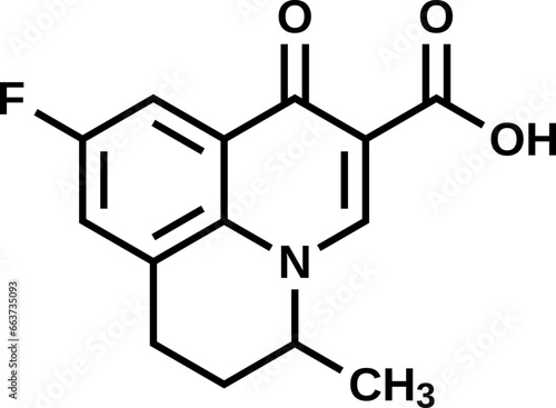 Flumequine structural formula, vector illustration