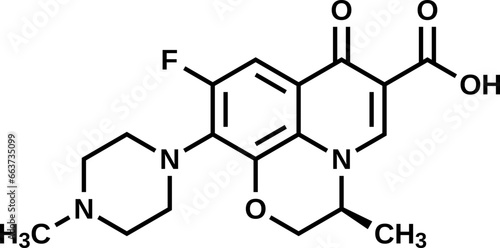 Levofloxacin structural formula, vector illustration