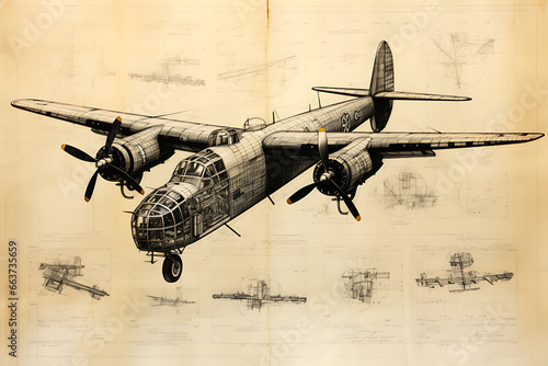 Planos de contruccion y prototipos de aviones, caza bombarderos, bombarderos y zeppelin  photo
