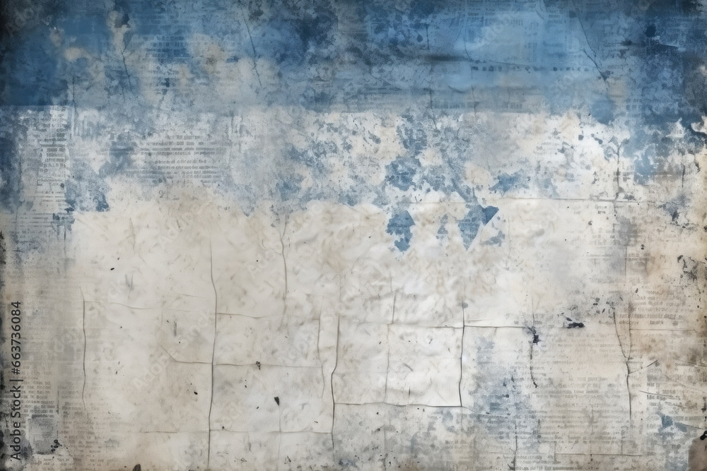 Fototapeta Grunge newspaper background, realistic textures, dark white and blue