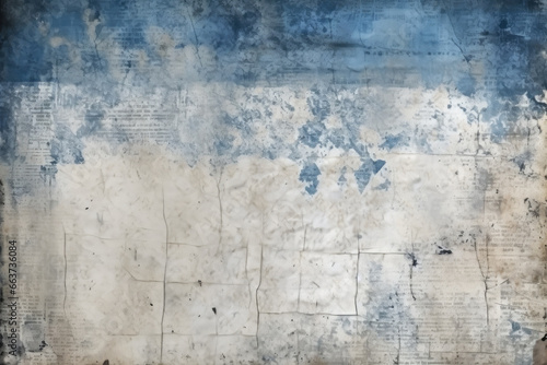 Grunge newspaper background, realistic textures, dark white and blue