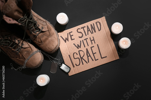 Text WE STAND WITH ISRAEL, ...