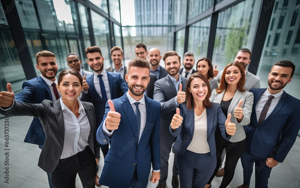 successful business team holding up a thumbs up successful business team holding up a thumbs up