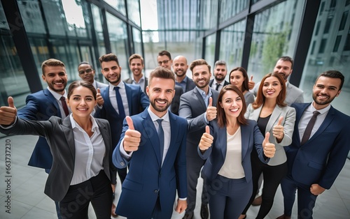 successful business team holding up a thumbs up