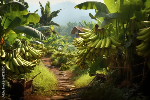 banana plantation on tropical island 