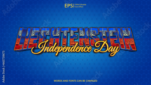 liechtenstein editable text effect with liechtenstein flag pattern suitable for poster design about holiday, Feast day or liechtenstein independence day moment