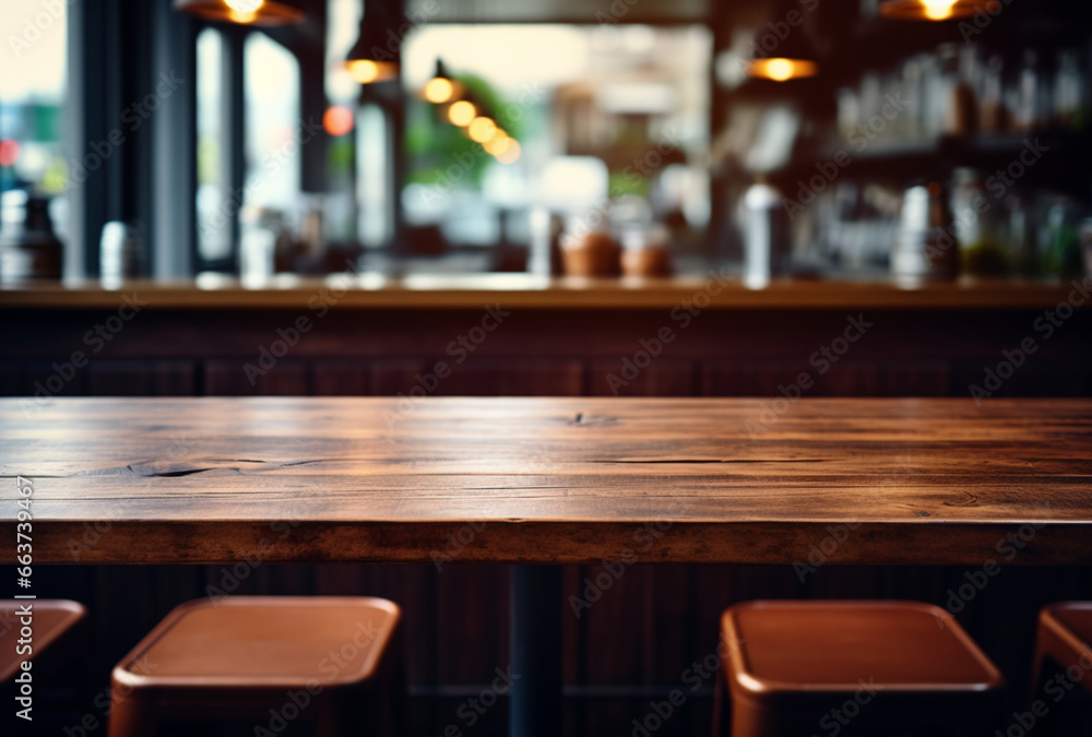 empty wooden cafe table, to place your products. AI Generated Images