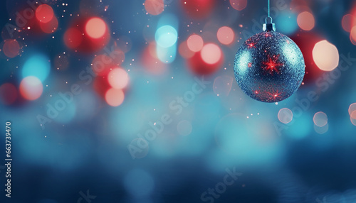 cute Christmas decorations and bokeh lights photo