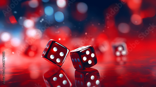 Rolling red dice at a casino