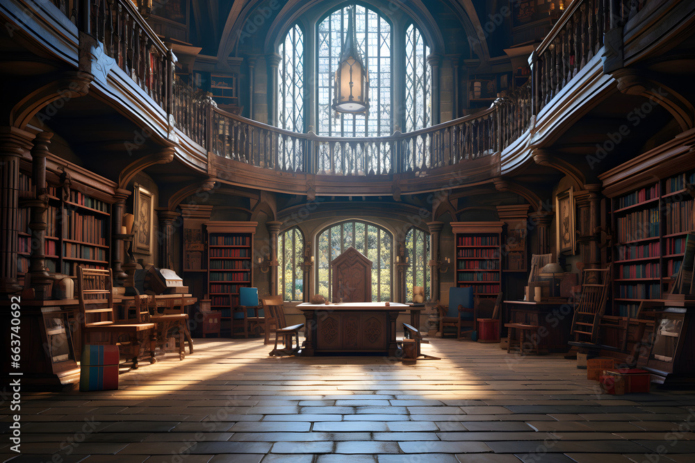 Fototapeta premium A Library with Hidden Bookcase