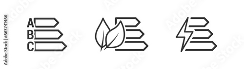 Energy efficiency rating icon. Energy saving class symbol. Electricity, epc, euro standart. Outline, flat and colored style icon for web design. Vector illustration.