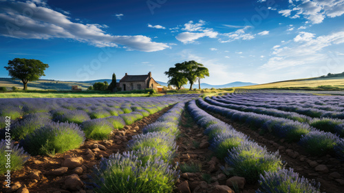 Generative ai illustration of lavande field in the France