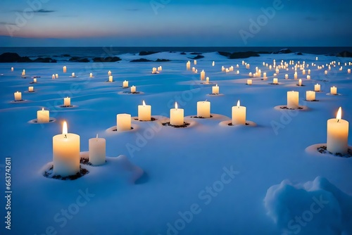 candles on the blue background