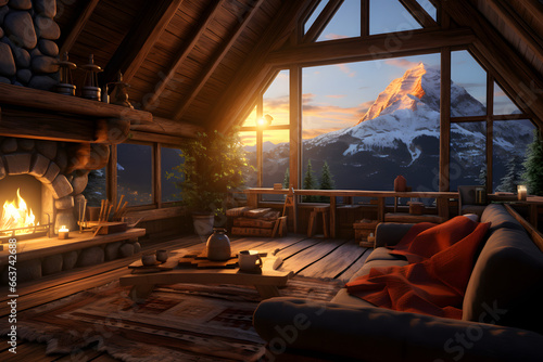 A Cozy Mountain Cabin-Inspired Living Room with Wood