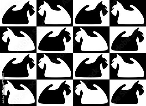 Scottish terrier minimalistic checkered pattern