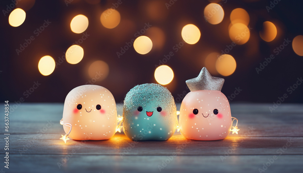 cute Christmas decorations and bokeh lights